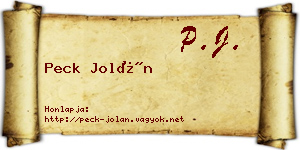 Peck Jolán névjegykártya